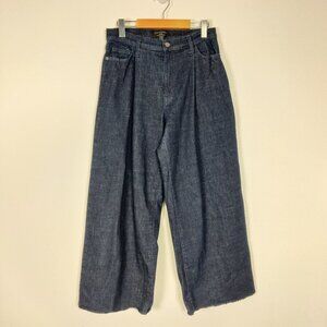 Banana Republic Women's Wide Leg Jeans Sz 27 / 4 Regular Navy Cotton Pleat Front